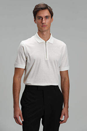 Lufian Erkek Babel Smart Polo Yaka T-Shirt 111040132 Kırık Beyaz