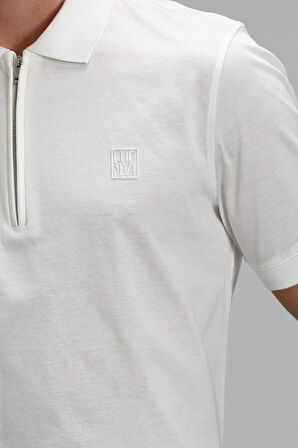 Lufian Erkek Babel Smart Polo Yaka T-Shirt 111040132 Kırık Beyaz