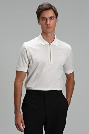 Lufian Erkek Babel Smart Polo Yaka T-Shirt 111040132 Kırık Beyaz