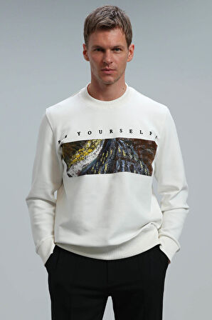 Lufian Erkek Dean Sweatshirt 112030099 Kırık Beyaz