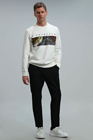Lufian Erkek Dean Sweatshirt 112030099 Kırık Beyaz
