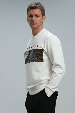 Lufian Erkek Dean Sweatshirt 112030099 Kırık Beyaz