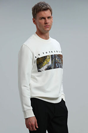 Lufian Erkek Dean Sweatshirt 112030099 Kırık Beyaz