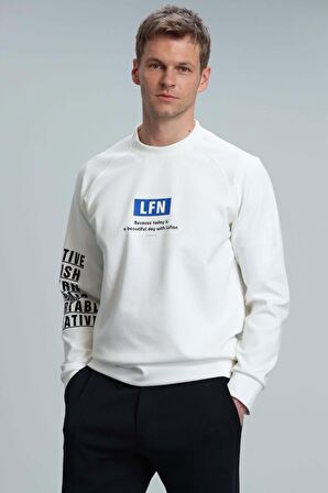 Lufian Erkek Maddox Sweatshirt 112030102 Kırık Beyaz