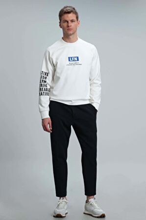 Lufian Erkek Maddox Sweatshirt 112030102 Kırık Beyaz