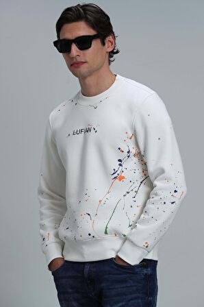 Lufian Erkek Alexander Sweatshirt 112030109 Kırık Beyaz