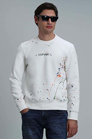 Lufian Erkek Alexander Sweatshirt 112030109 Kırık Beyaz