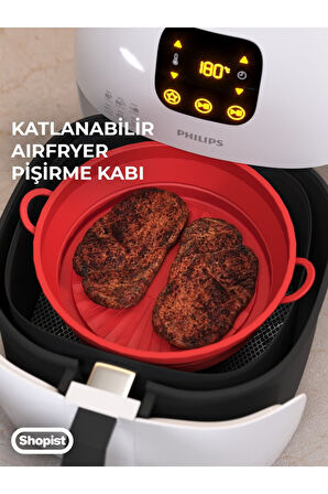 Katlanabilir Airfryer Pişirme Kabı Silikon Pişirme Seti 6 Litreye Kadar Tüm Cihazlara Uygun