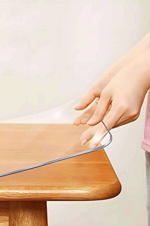 “1.4 mm Kalın PVC Şeffaf Masa Örtüsü | Silinebilir Su Geçirmez Kristal Mika Masa Koruyucu”