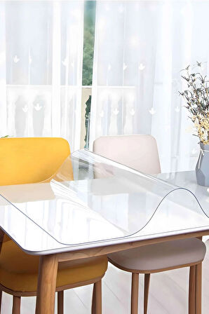 “1.4 mm Kalın PVC Şeffaf Masa Örtüsü | Silinebilir Su Geçirmez Kristal Mika Masa Koruyucu”