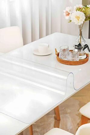 “1.4 mm Kalın PVC Şeffaf Masa Örtüsü | Silinebilir Su Geçirmez Kristal Mika Masa Koruyucu”