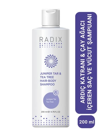 RADIX  Saç Yağlanma ve Kepek Karşıtı Ardıç Katranlı, Çay Ağacı Özlü Şampuan 200 ml