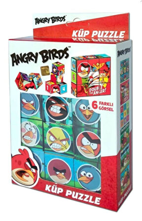 Angry Birds Anaokul Çocukları İçin 9 Parça Küp Eğitici Puzzle