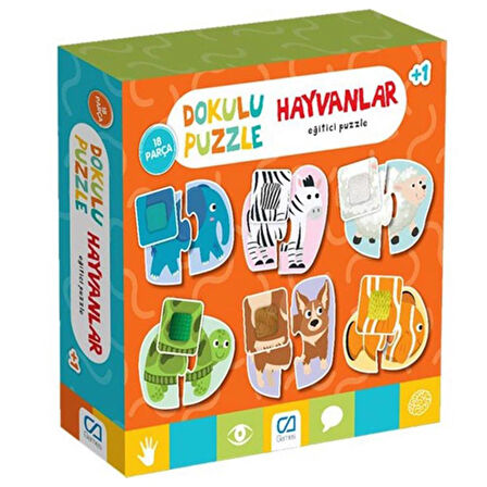 Dokun Hisset Kartları Dokulu Hayvanlar Puzzle 18 Parça