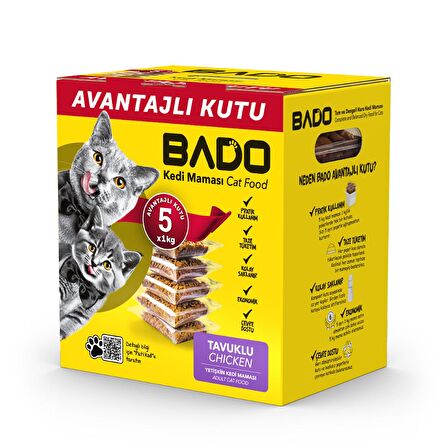 Bado Kedi Maması Tavuklu 5x1kg