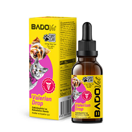 Bado Valerian Drop Kedi Ve Köpekler İçin Sakinleştirici Damla 50 ML