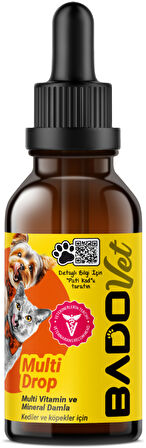 Bado Multi Drop Kedi Ve Köpekler İçin Multi Vitamin Mineral Damla 50 ML