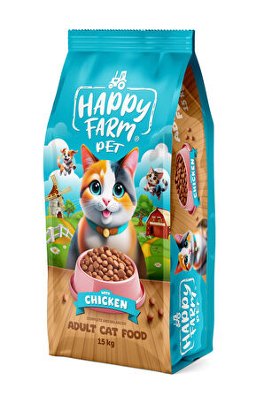 Happy Farm Yetişkin Kedi Maması Tavuk Etli 15 KG