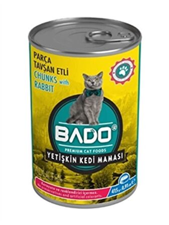 Bado Yaş Kedi Konserve Tavşan   Etli 415 gr Mama