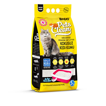 Pets Clean Kedi Kumu Natural Kokusuz 5Lt