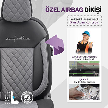 Otom Comfortline Vip Design Airbag Dikişli Oto Koltuk Kılıfı