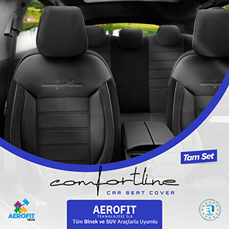 Otom Comfortline Design Airbag Dikişli Premium Oto Koltuk Kılıfı Tam Set Siyah