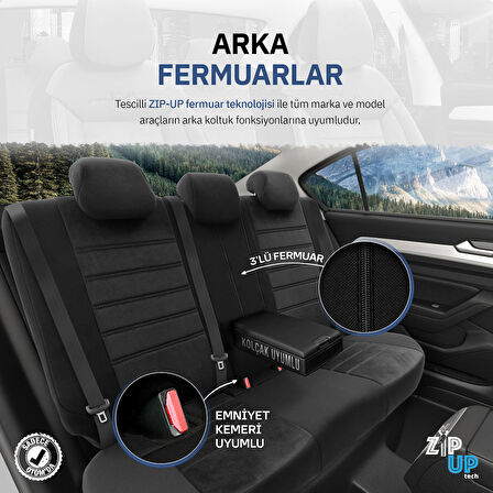 Otom Comfortline Design Airbag Dikişli Premium Oto Koltuk Kılıfı Tam Set Siyah