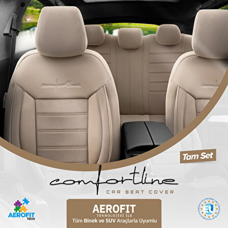 Otom Comfortline Design Airbag Dikişli Premium Oto Koltuk Kılıfı Tam Set Bej