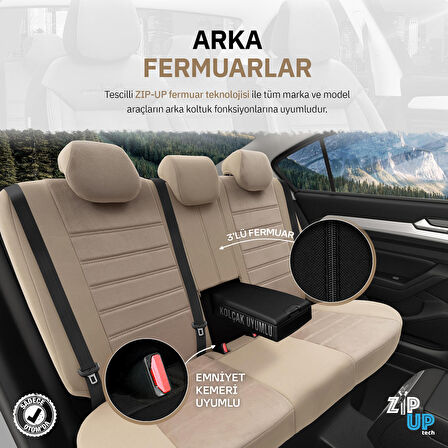 Otom Comfortline Design Airbag Dikişli Premium Oto Koltuk Kılıfı Tam Set Bej