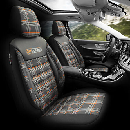 Otom Gti Sports Design Airbag Dikişli Ortopedik Oto Koltuk Kılıfı Tam Set Turuncu -Siyah