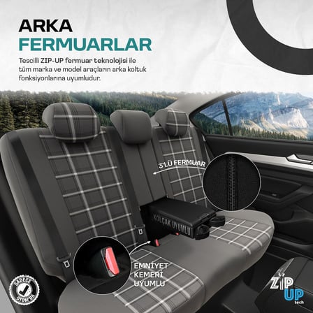 Otom Gti Sports Design Airbag Dikişli Ortopedik Oto Koltuk Kılıfı Tam Set Füme