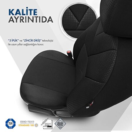 Otom Tempo Design Airbag Dikişli Micro Qube Oto Koltuk Kılıfı Tam Set