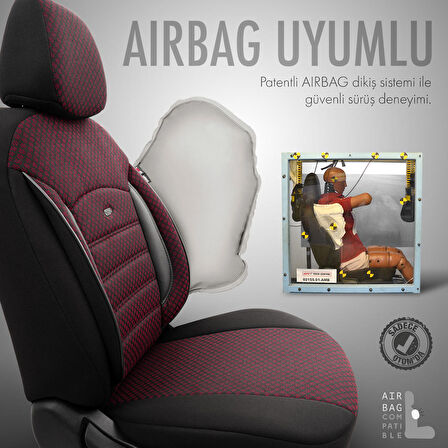 Otom Sport Plus Ekstra Destekli Özel Dokulu Oto Koltuk Kılıfı Tam Set Bordo