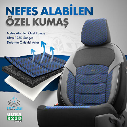 Otom Yeni Nova Design Özel Pamuklu Kumaş Oto Koltuk Kılıfı Tam Set