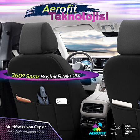 Otom Yeni Carbon Design 3D Dokulu Kumaş Oto Koltuk Kılıfı Tam Set