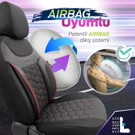 Otom Yeni Carbon Design 3D Dokulu Kumaş Oto Koltuk Kılıfı Tam Set