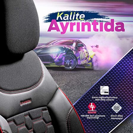 Otom Yeni Carbon Design 3D Dokulu Kumaş Oto Koltuk Kılıfı Tam Set