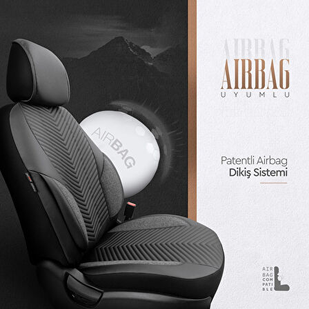 Advanced Design Özel Tasarım Premium Deri-Keten Ekstra Destekli Universal Oto Koltuk Kılıfı Tam Set Siyah