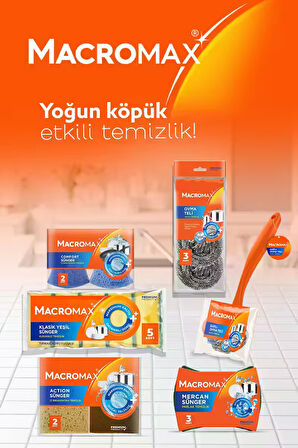 Tırnak Koruyuculu Bulaşık Süngeri 8'li Paket, Ergonomik Yeşil Klasik Sünger