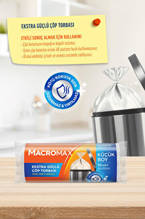 Macromax Ekstra Güçlü Çöp Torbası Küçük Boy 30'lu x 3 Adet