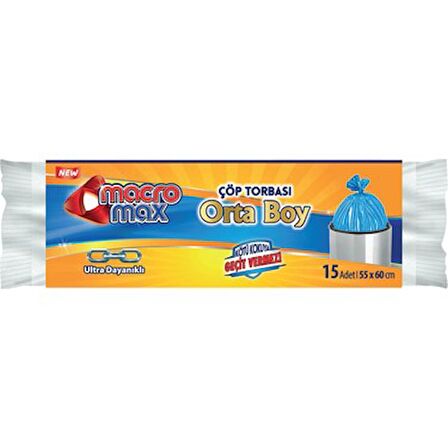 MACROMAX Extra Güçlü 15'Lu Çöp Torbası Orta Boy