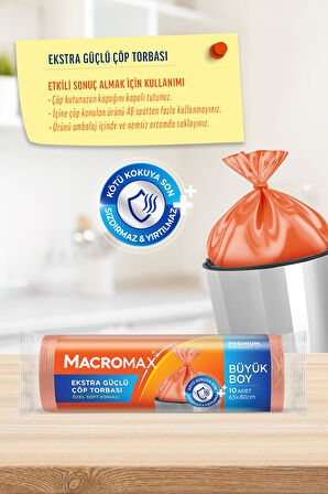 Macromax Ekstra Güçlü Çöp Torbası Büyük Boy 10'lu x 3 Adet