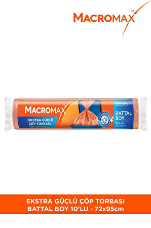 Ekstra Güçlü Çöp Torbası Battal Boy (72x95 cm), Soft Kokulu 10 Adet