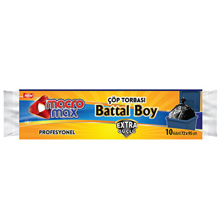 MACROMAX Extra Güçlü Çöp Torbası 10'Lu Battal Boy