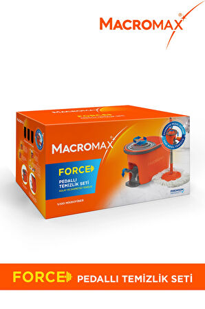 Force Pedallı Otomatik Temizlik Seti, Döner Mekanizmalı 360 Başlıklı Mikrofiber Paspas