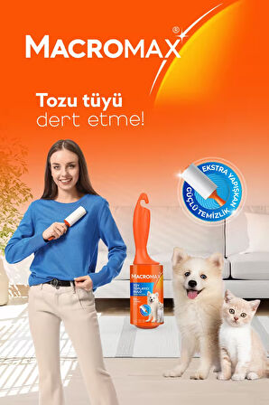 Tüy Toplayıcı Rulo 56 Yaprak, Ekstra Yapışkanlı Kedi Köpek Tüyü Toz Toplama Rulosu