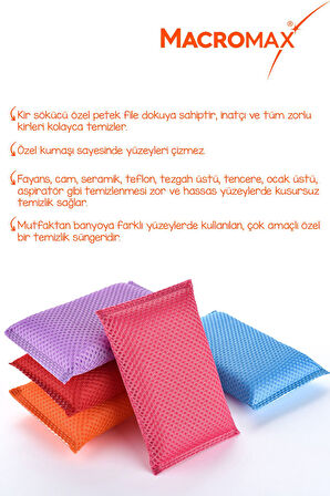 Magico Bulaşık Süngeri 2'li Paket, Petek Dokulu Çizmez Kir Sökücü Sünger