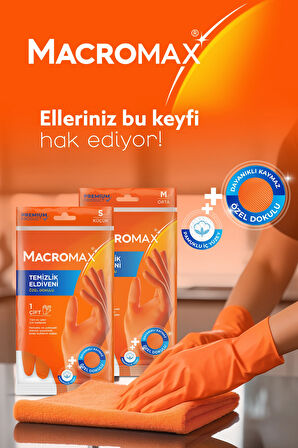 Büyük Boy Large Beden Temizlik Eldiveni Pamuklu İç Yüzeyli, Kaydırmaz Desenli