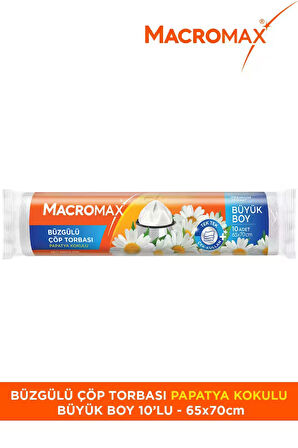 Büzgülü Çöp Torbası Büyük Boy (65x70cm) Papatya Kokulu 10 Adet Süper Ekonomik Paket