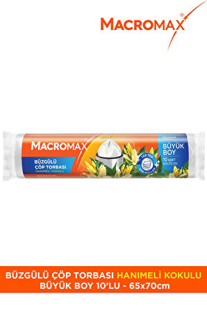 Büzgülü Çöp Torbası Büyük Boy (65x70cm) Hanımeli Kokulu 10 Adet Süper Ekonomik Paket